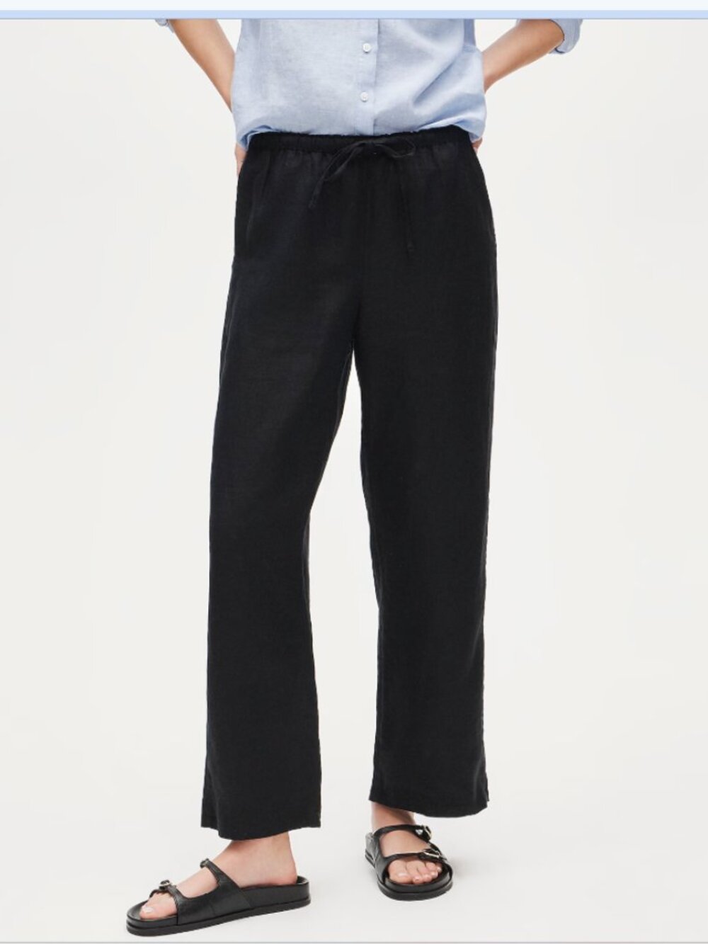 J. Crew Black Soleil Pant in Linen Sz Med Relaxed Casual Monochromatic Neutral